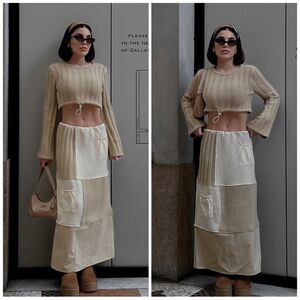 Zara Co-Ord Set Skirt And Sweater Patchwork New